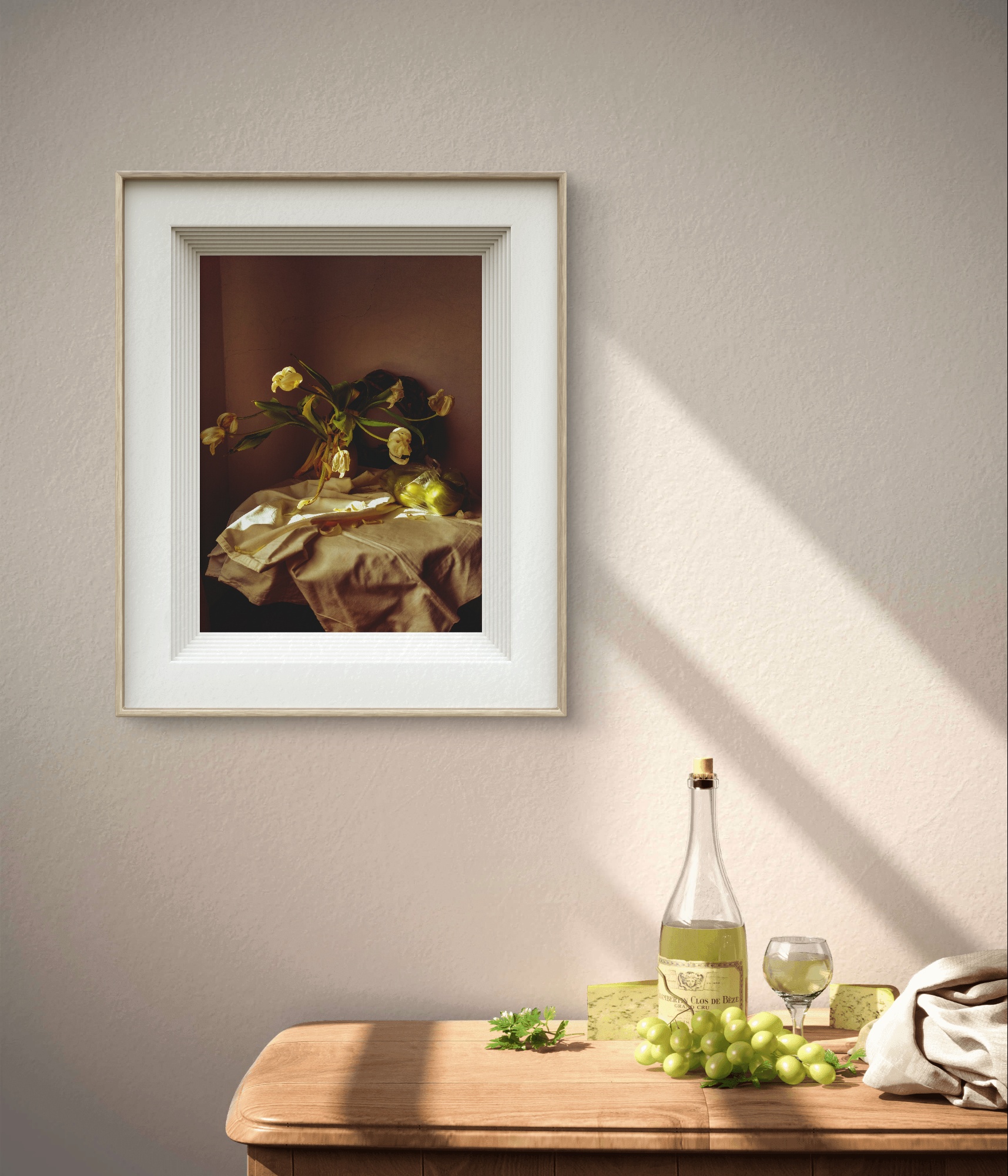 Tulpen in der Küche Das bild mit verwelkten Tulpen in der Küche